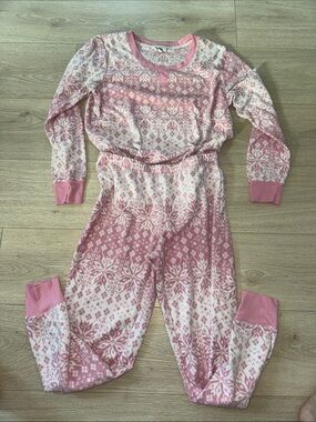 Cozy Pink Fair Isle Thermal Pajama Set - Women's Long Sleeve